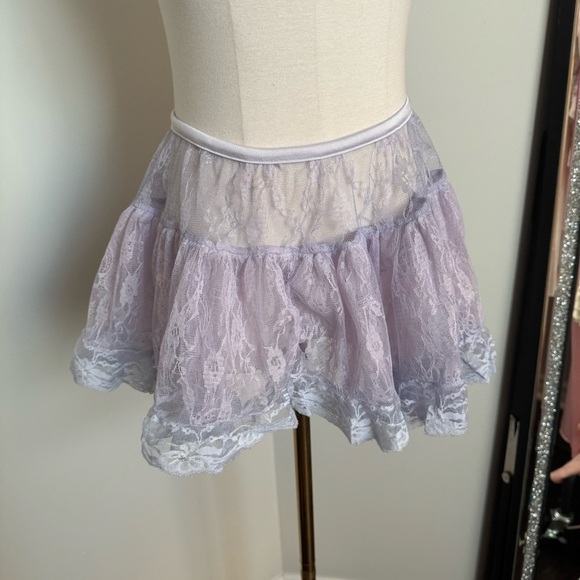 Vintage periwinkle blue Lavender Lace Mini Skirt tutu Fairycore pastel OS - Picture 3 of 7